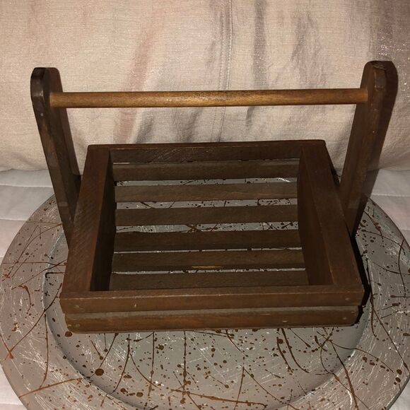 Vintage Brown Handmade Farmhouse Wooden Basket - Picture 1 of 9